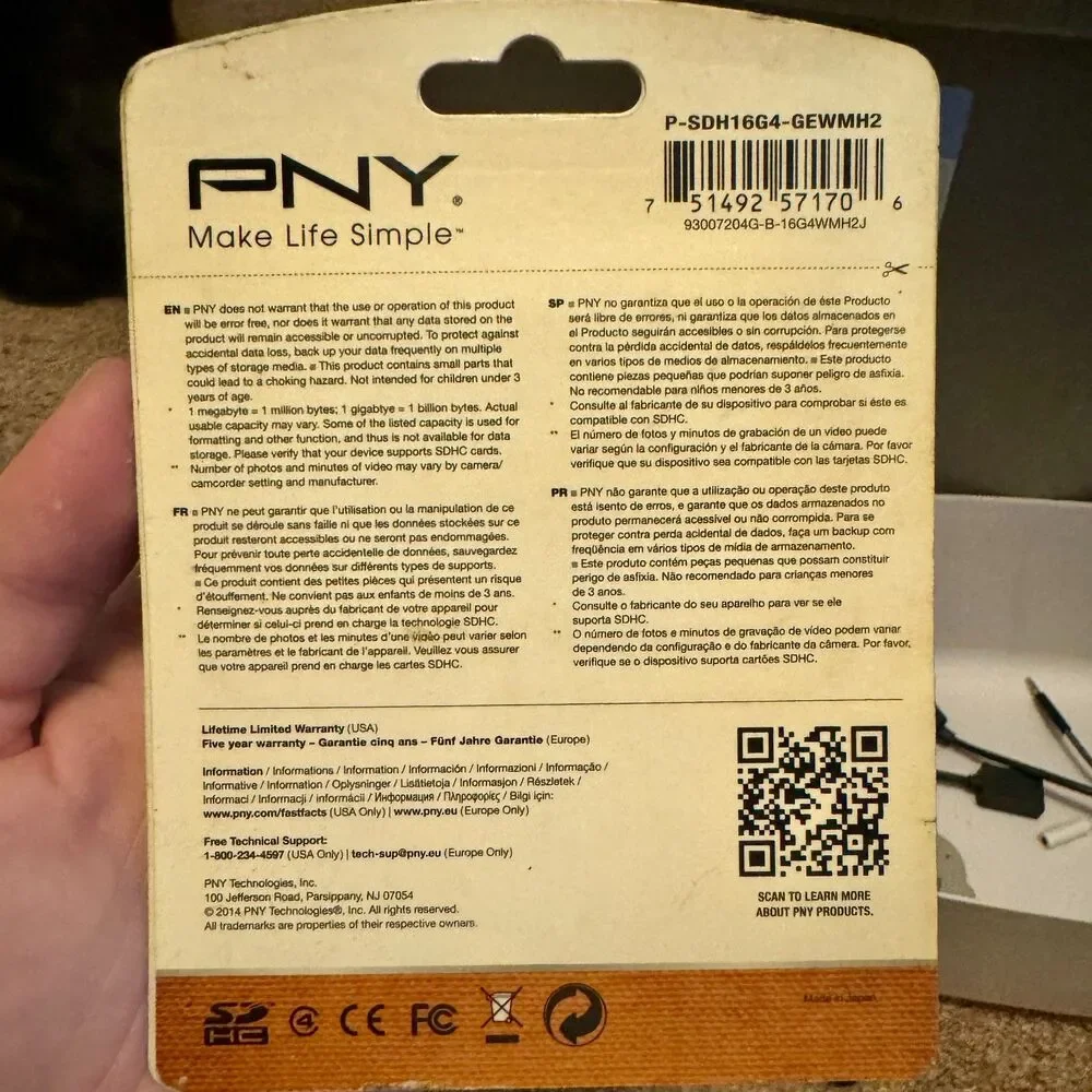 5/$25 PNY 16GB SDHC Card NWT NIP